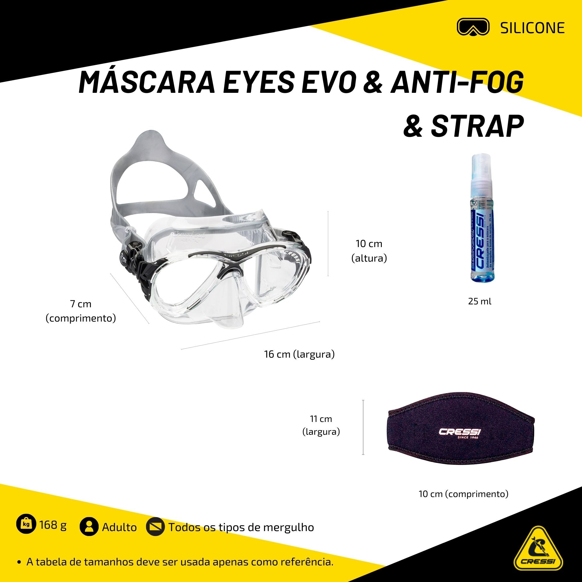 Máscara Cressi Eyes Evo & Anti-Fog & Strap