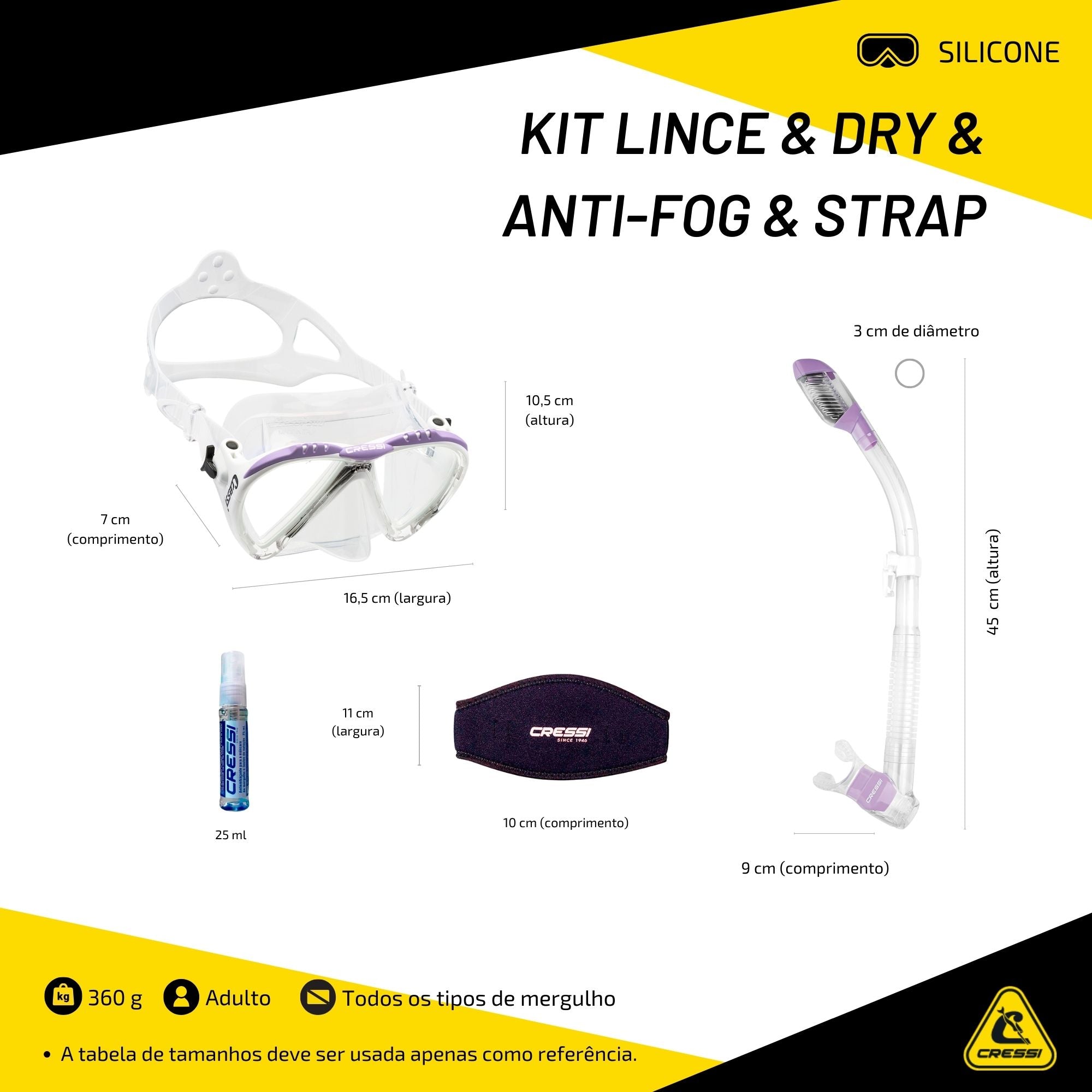 Kit Cressi Lince & Dry & Anti-Fog & Strap