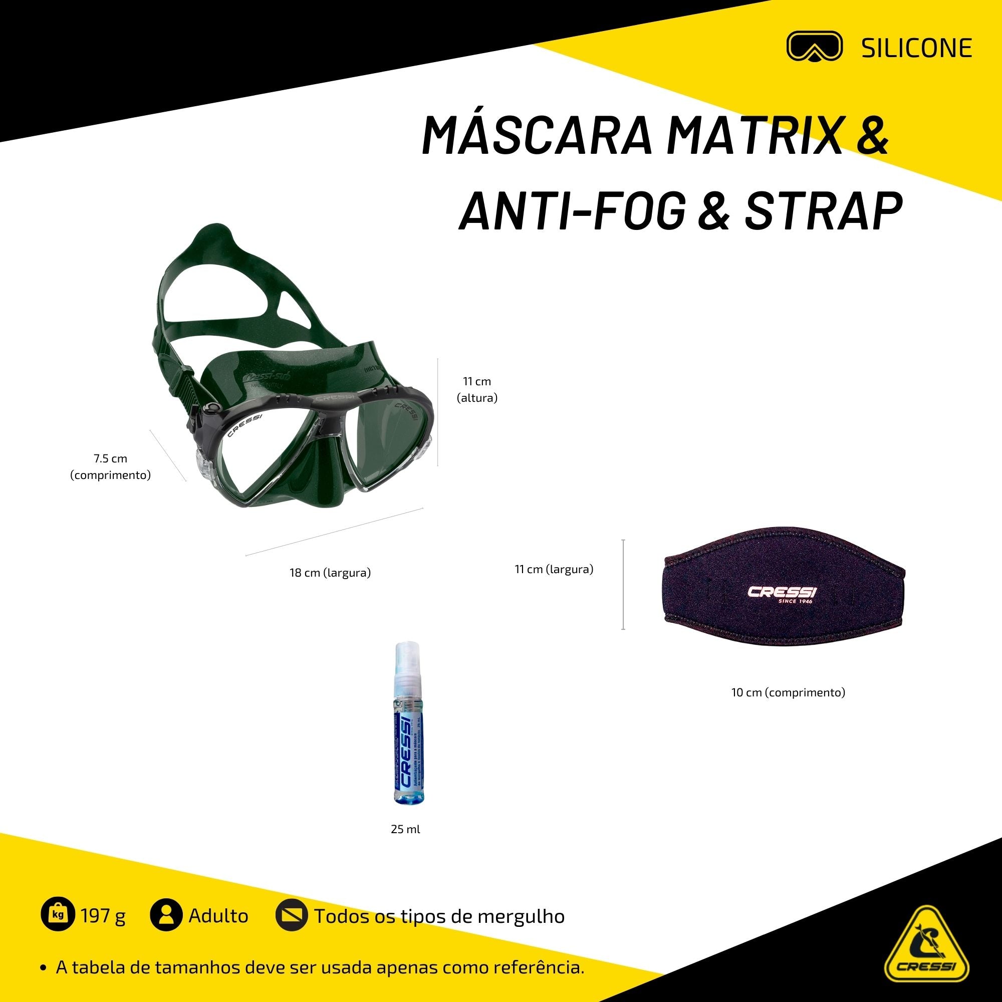 Máscara Cressi Matrix & Anti-Fog & Strap