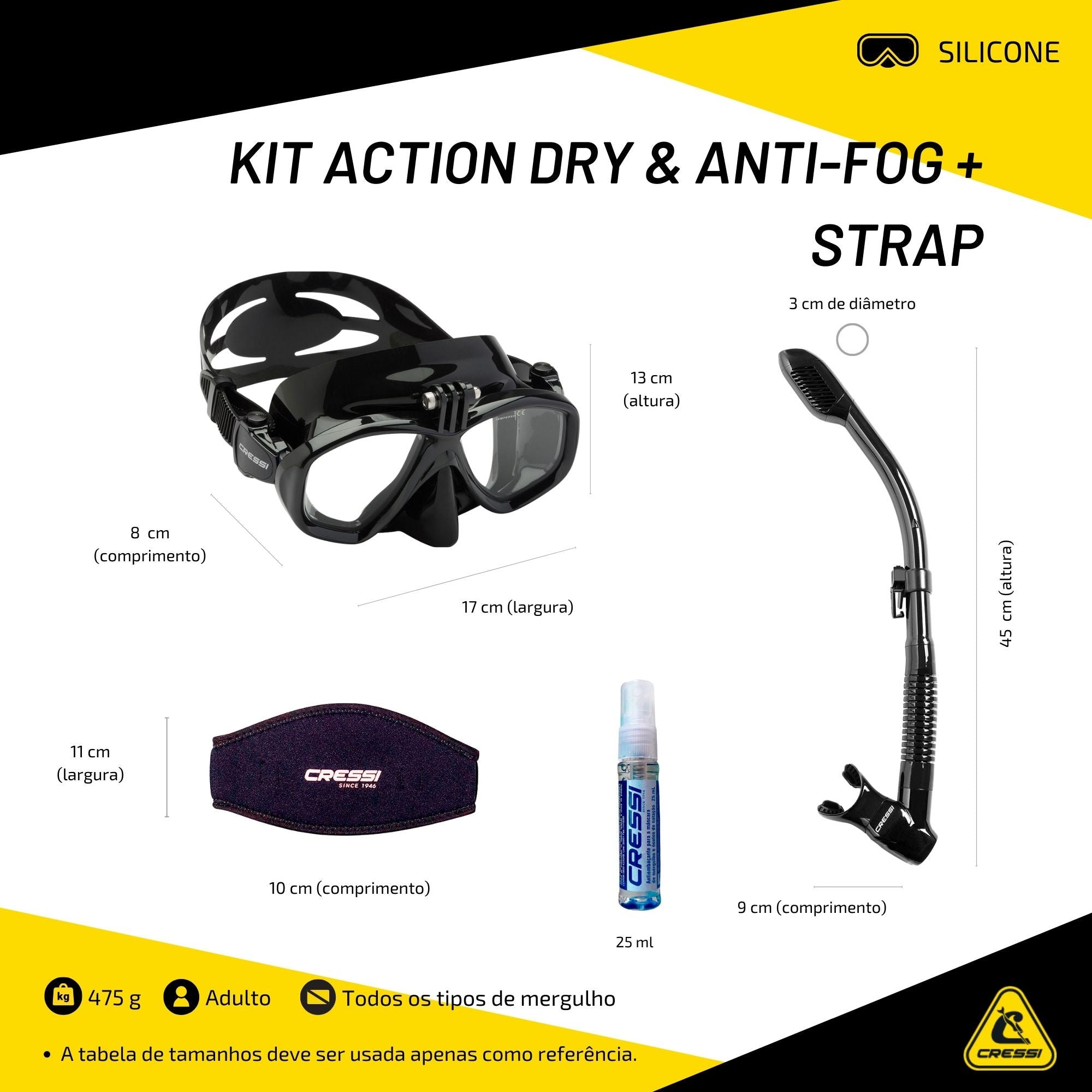 Kit Cressi Action Dry & Anti-Fog + Strap