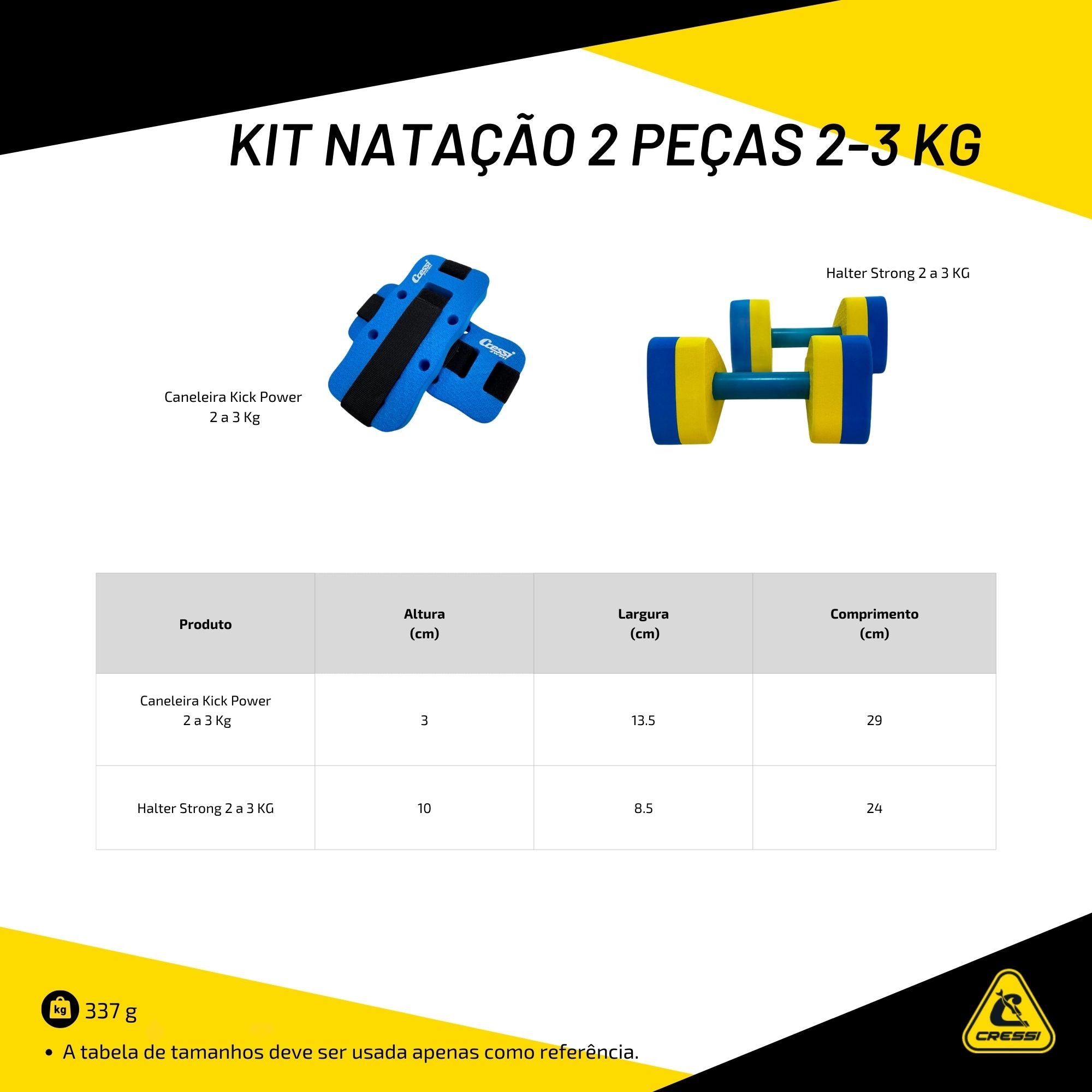 Kit Natação Cressi 2 Peças 2-3 Kg