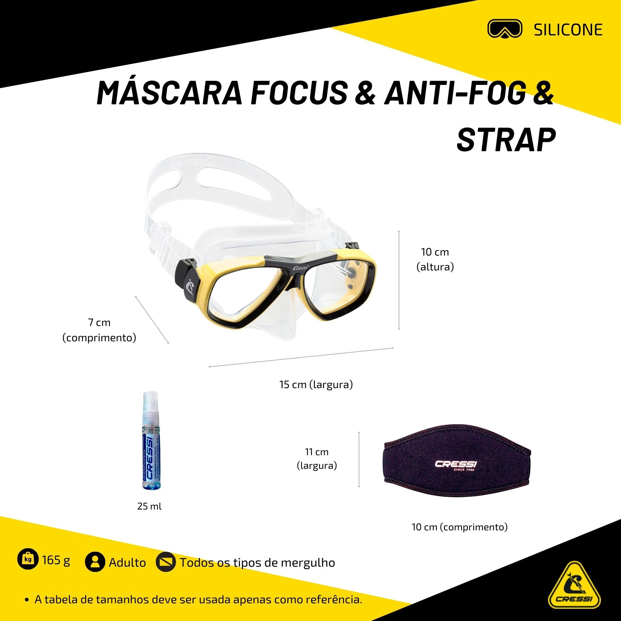 Máscara Cressi Focus & Anti-Fog & Strap