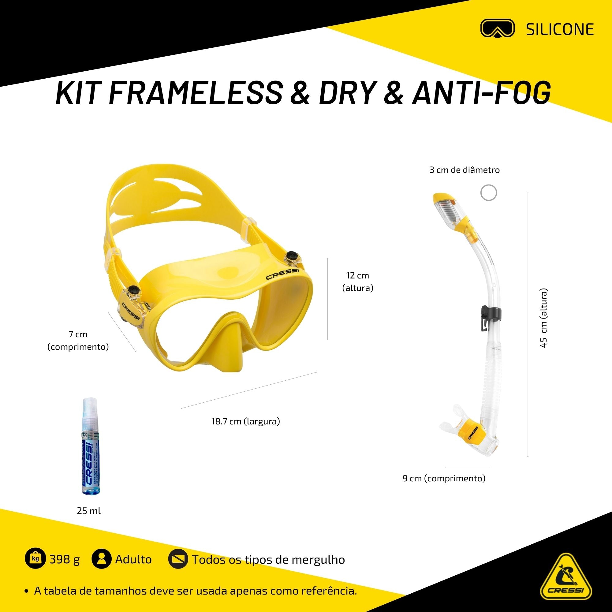 Kit Cressi Frameless & Dry & Anti-Fog