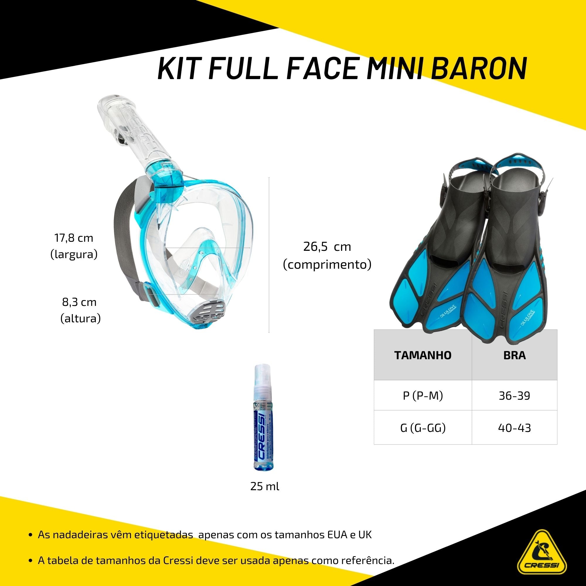 Kit Cressi Full Face Mini Baron