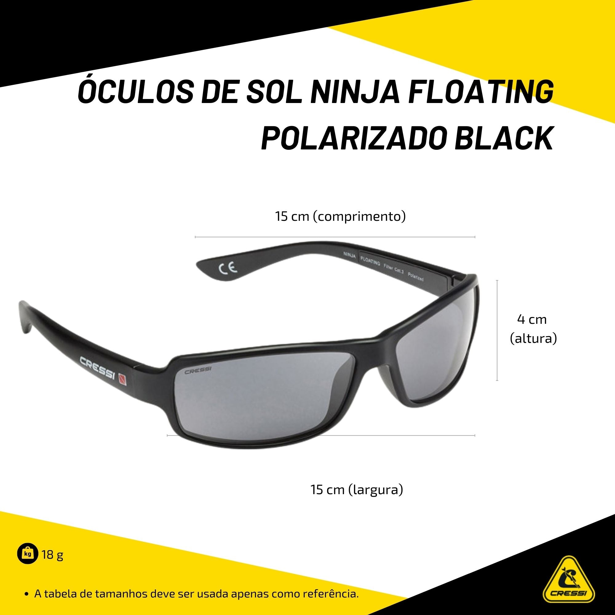 Óculos de Sol Cressi Ninja Floating Polarizado Black