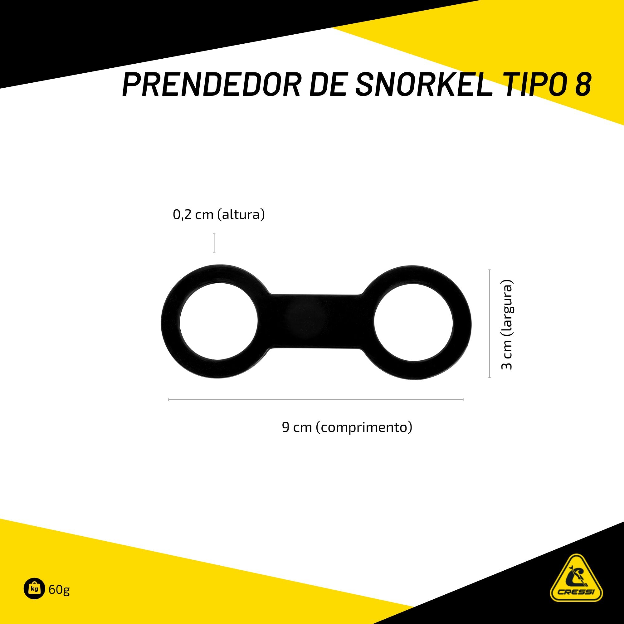 Prendedor de Snorkel Cressi Tipo 8