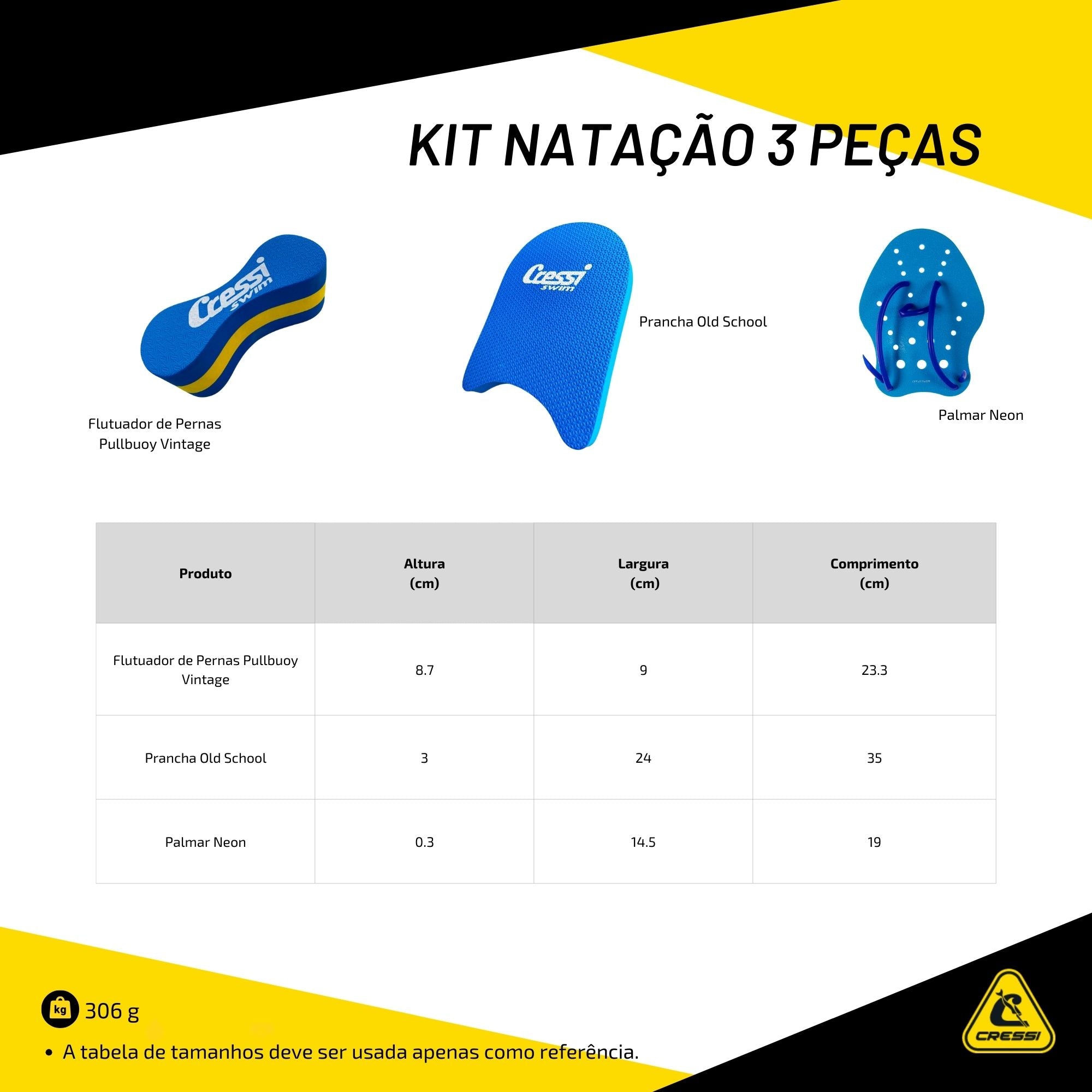 Kit Natação Cressi 3 Peças