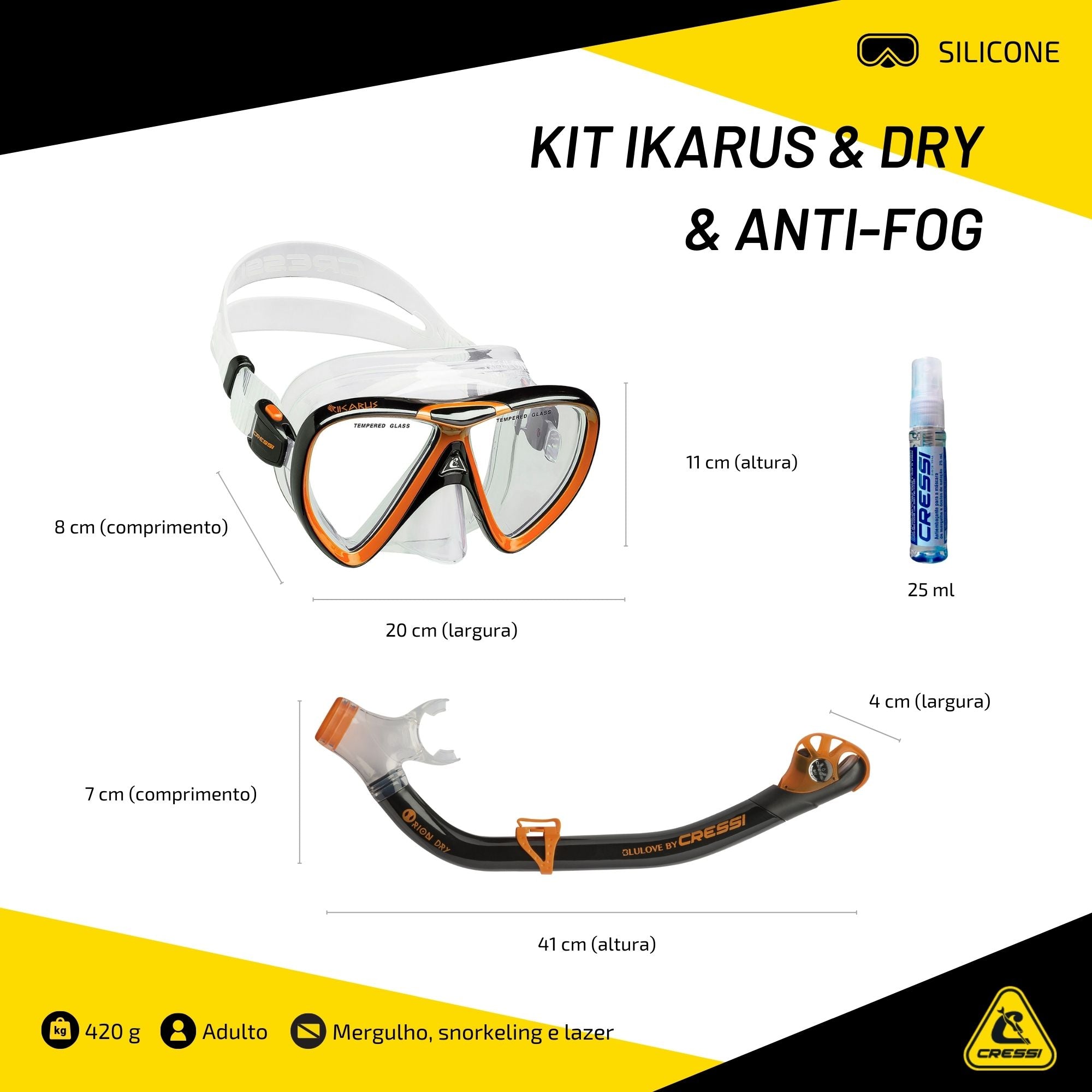 Kit Cressi Ikarus & Dry & Anti-Fog