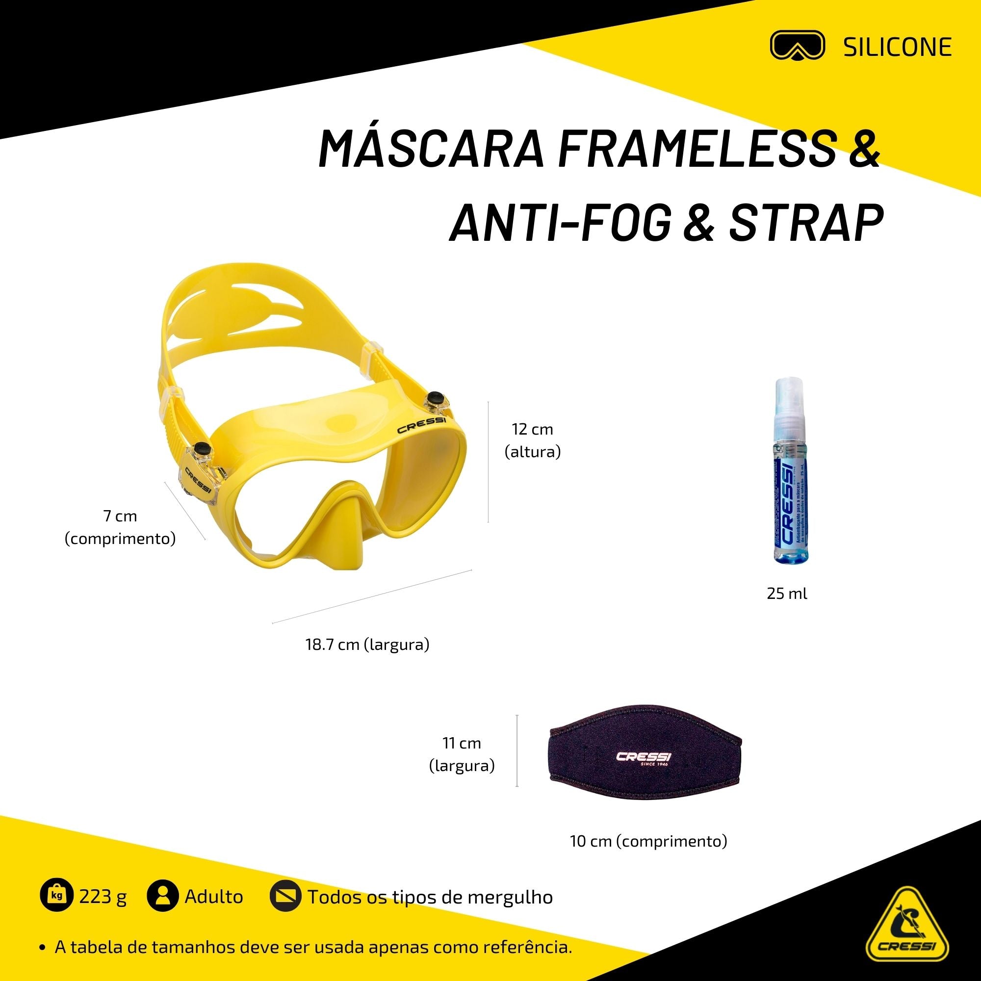 Máscara Cressi Frameless & Anti-Fog & Strap