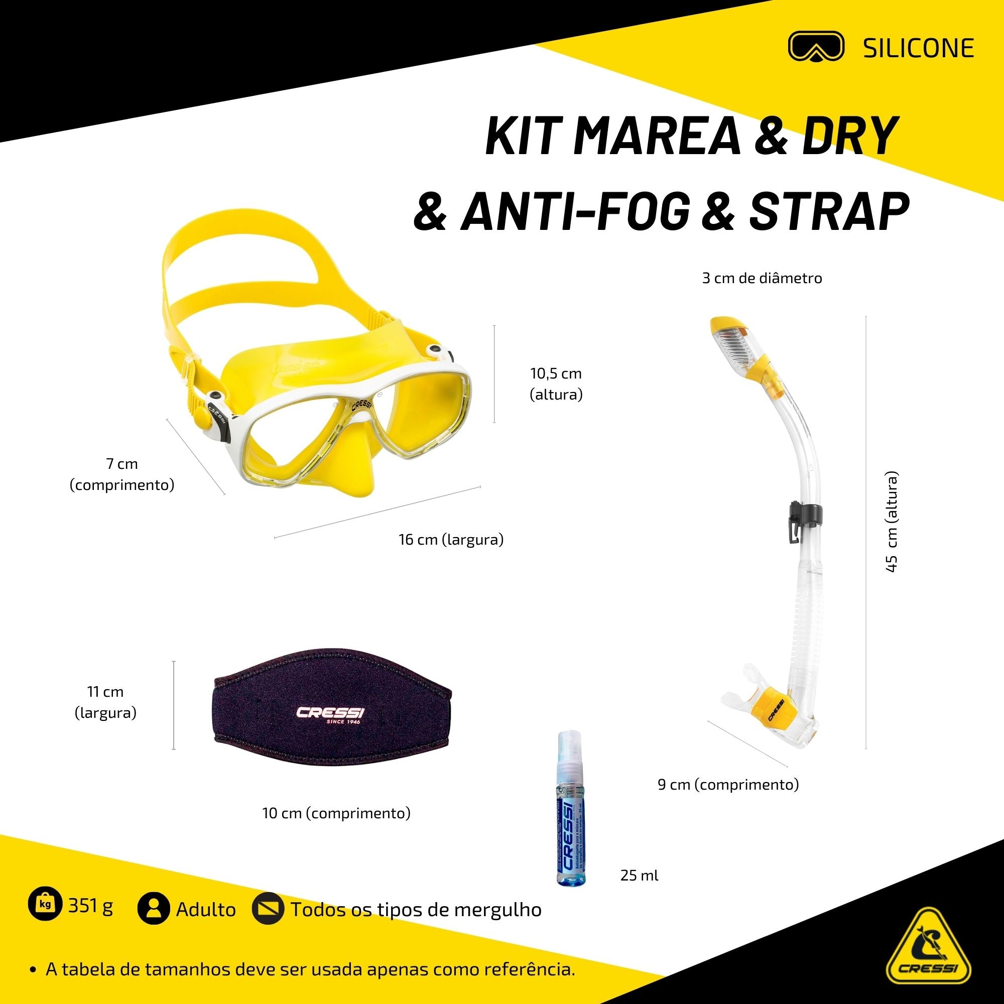 Kit Cressi Marea & Dry & Anti-Fog & Strap