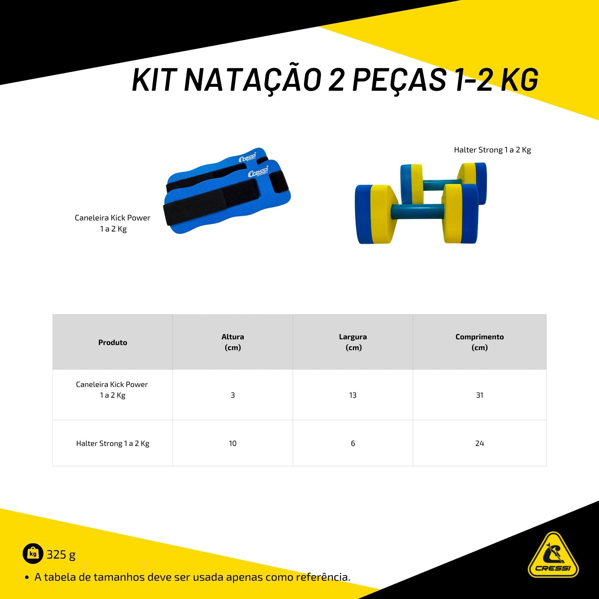 Kit Natação Cressi 2 Peças 1-2 Kg