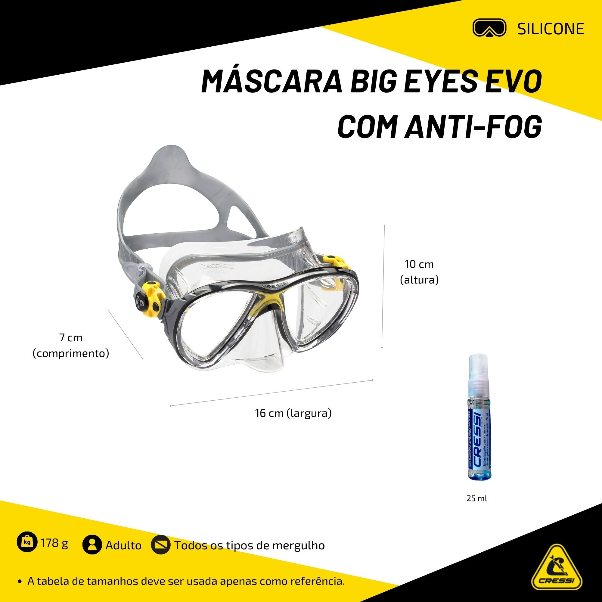 Máscara Cressi Big Eyes Evo com Ant-Fog