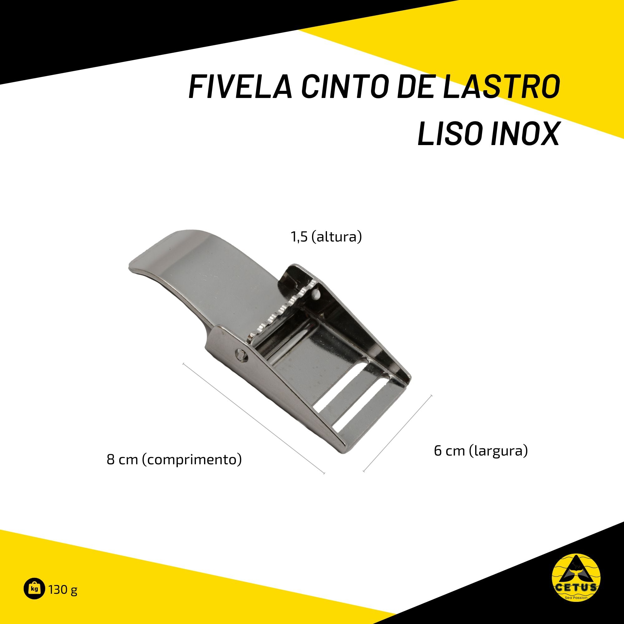 Fivela Cinto de Lastro Liso Cetus Inox