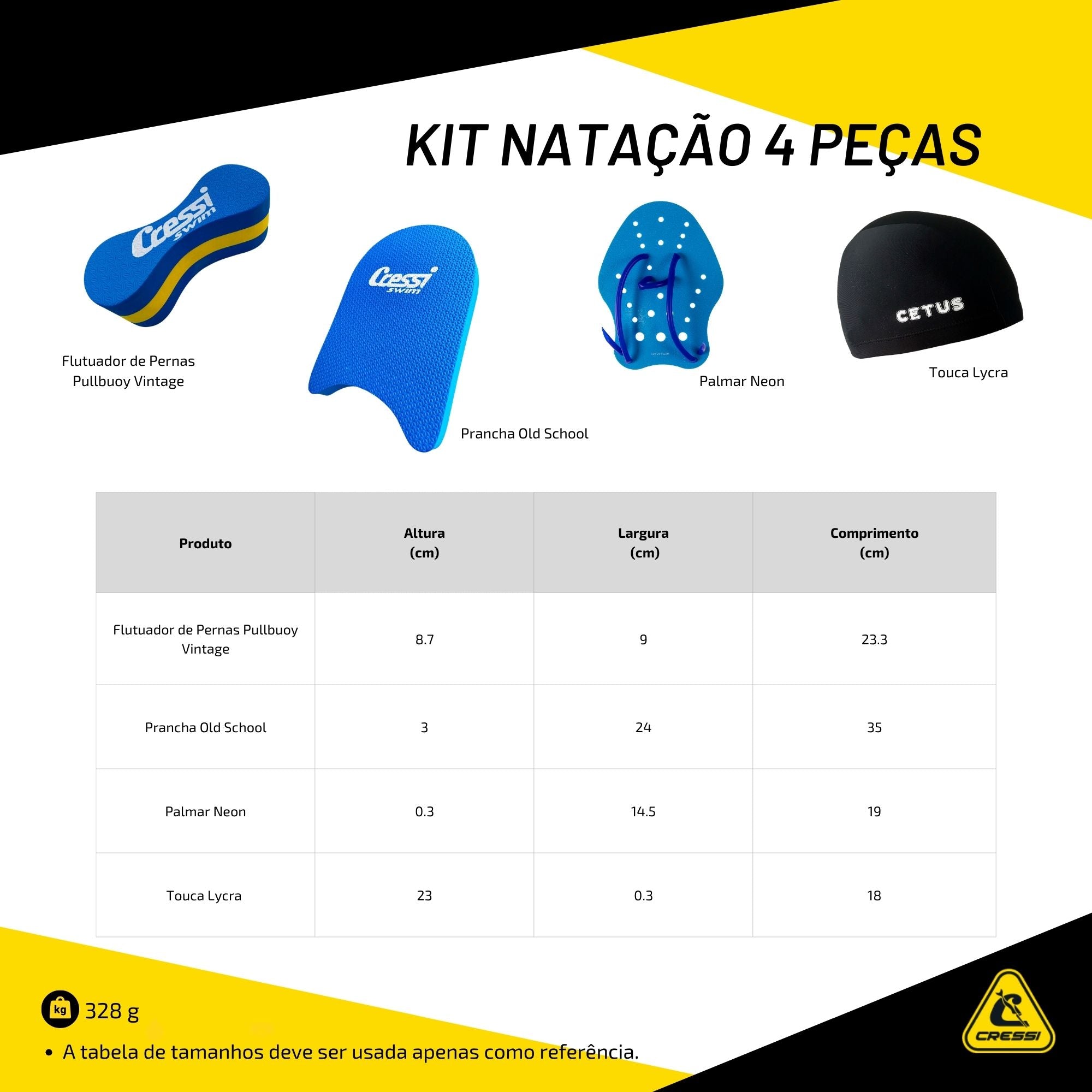 Kit Natação Cressi 4 Peças