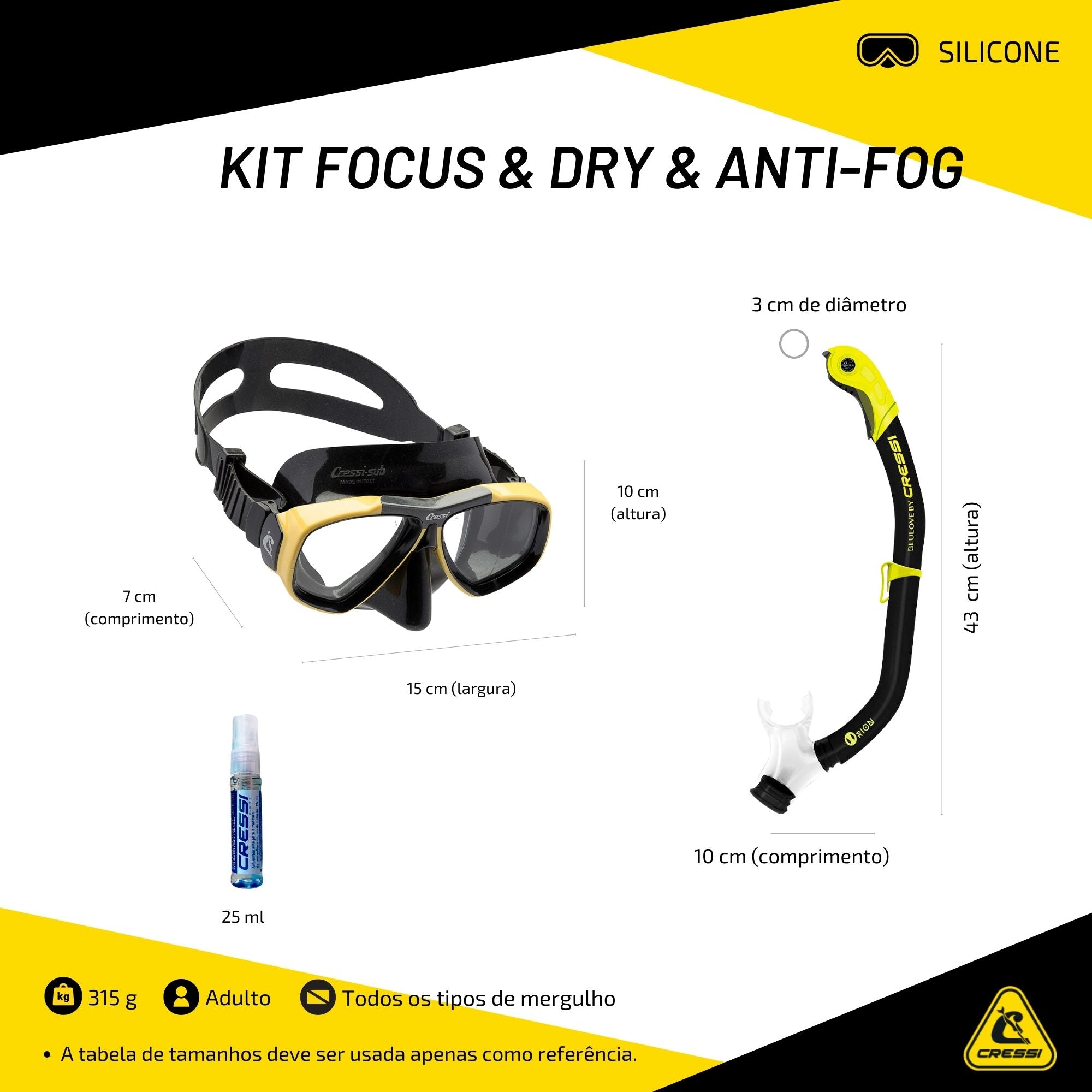 Kit Cressi Focus & Dry & Anti-Fog