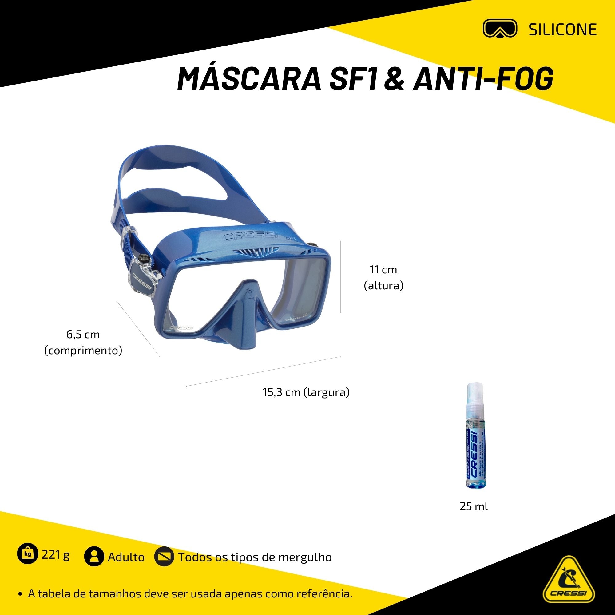 Máscara Cressi SF1 & Anti-Fog