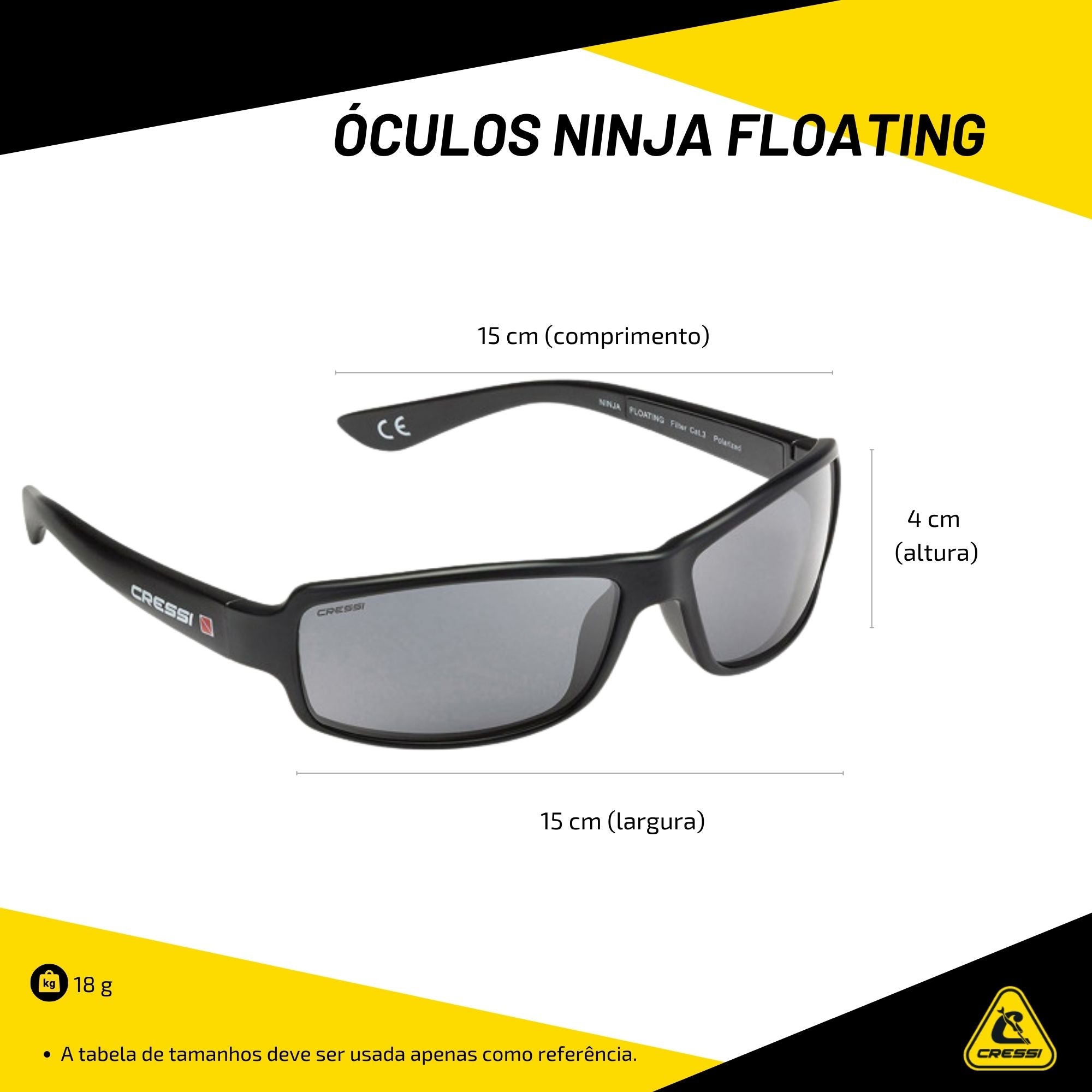 Óculos de Sol Cressi Ninja Floating Polarizado Fumê