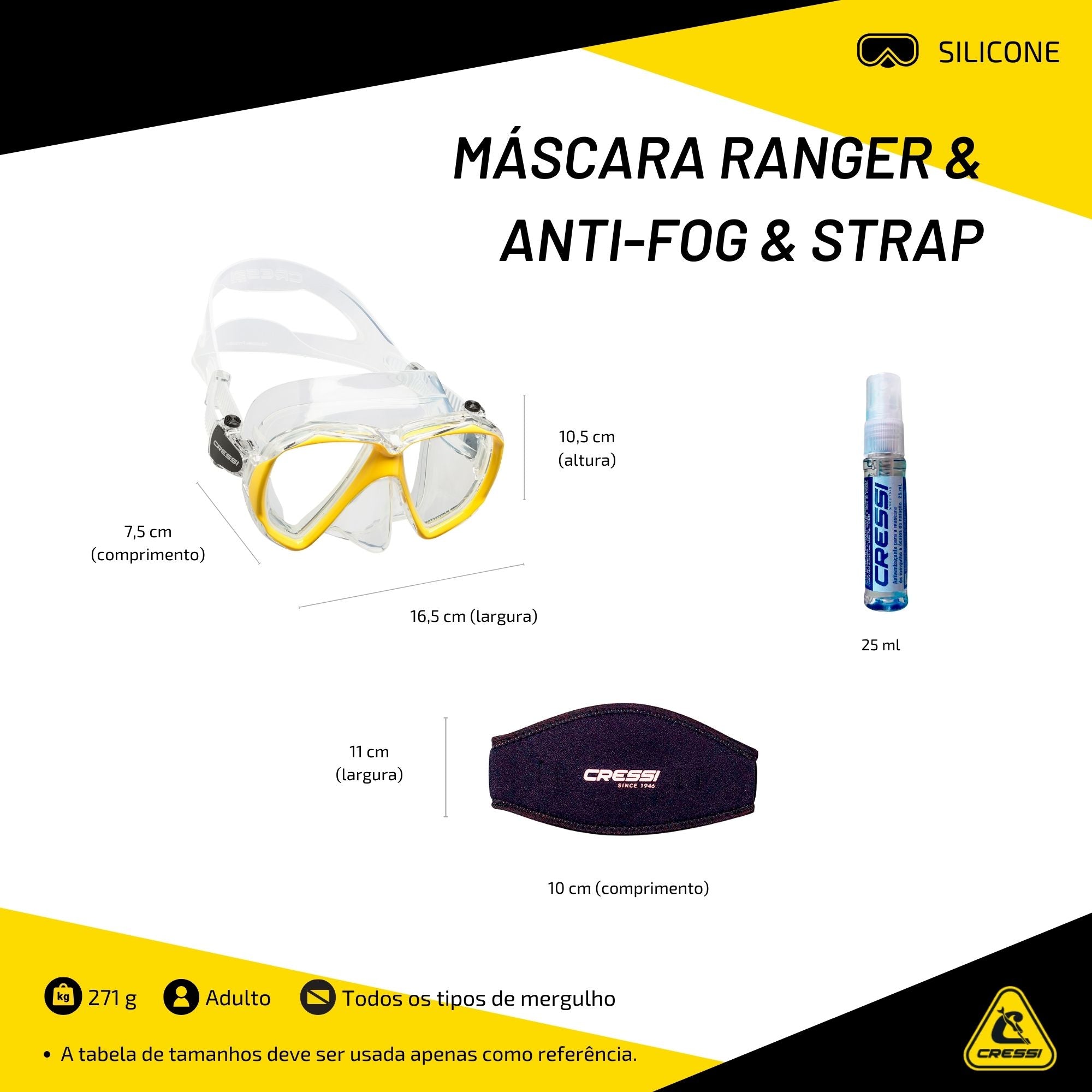 Máscara Cressi Ranger & Anti-Fog & Strap