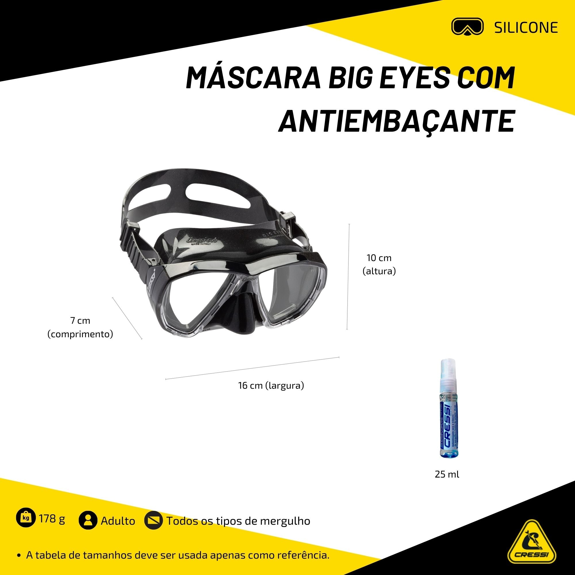 Máscara Cressi Big Eyes com Antiembaçante