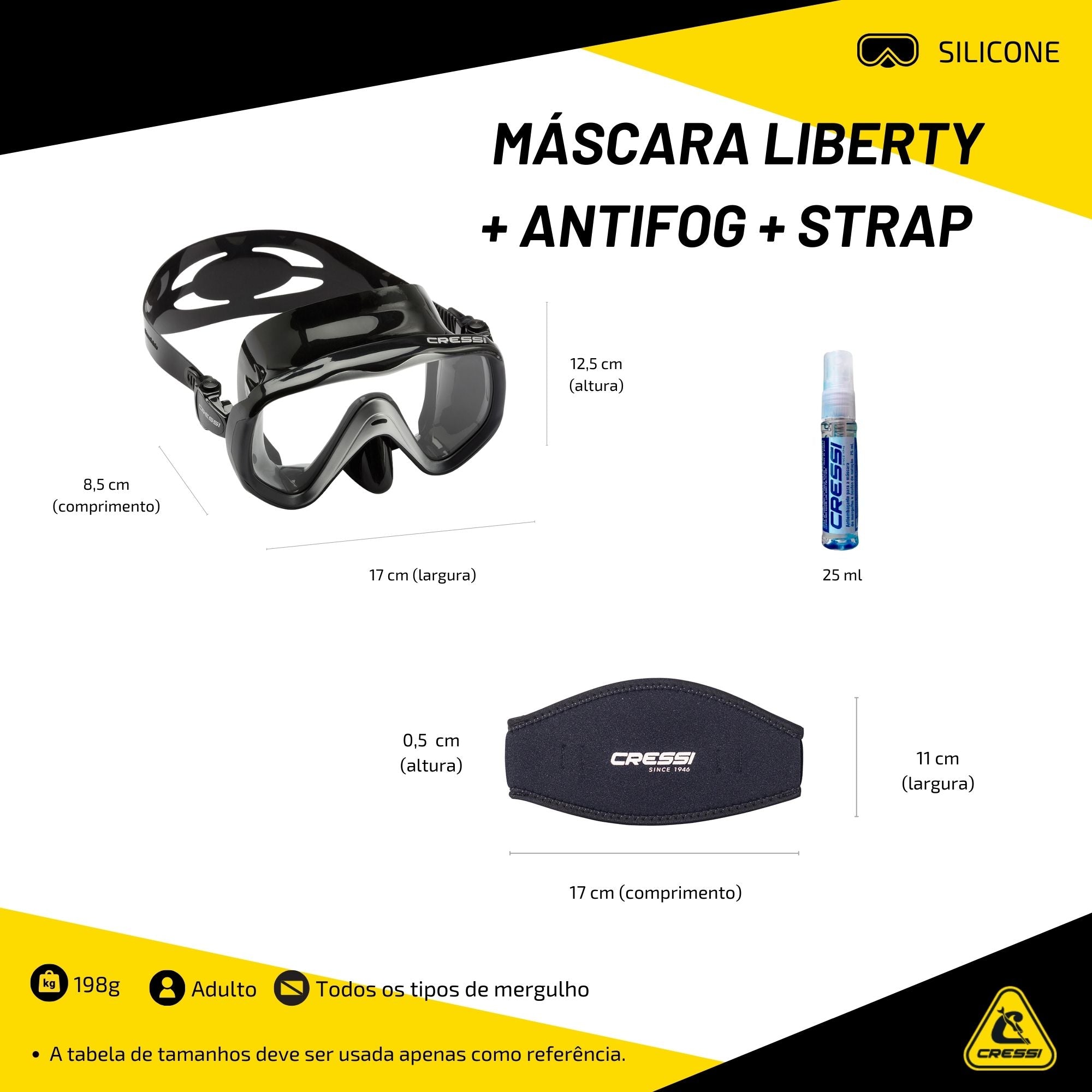 Máscara Cressi Liberty & Anti-Fog & Strap